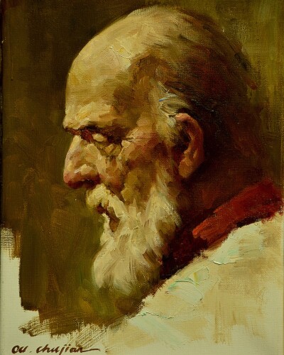 《老人肖像》12＂x9＂2017jpg